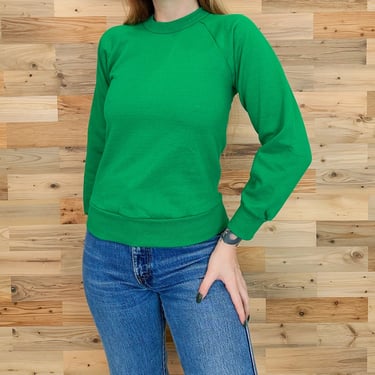 Vintage Green Raglan Pullover Sweatshirt 