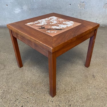 Mid Century Modern John Keal For Brown Saltman Walnut Enameled Copper Side Table