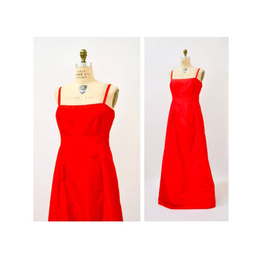 90s 2000s Y2k Vintage REd Dress Silk Long Red Dress gown size Medium Large  // Vintage Red Bridesmaid Prom Dress Evening Gown Medium Large 