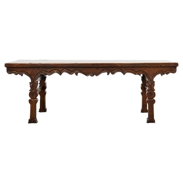 Rustic Anglo-Indian Carved Hardwood Bench Seat