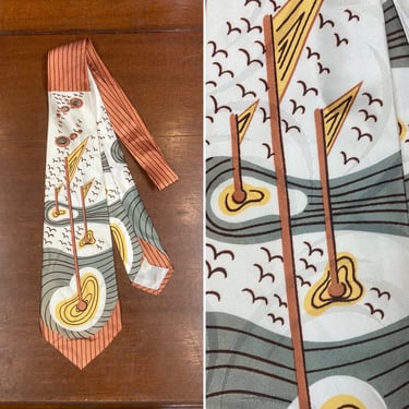 Vintage 1940’s Golf Course Art Deco Swing Neck Tie, Golf, Cravat, 1940’s Tie, Swing Tie, Art Deco, Rockabilly Tie, Vintage Shirt, 