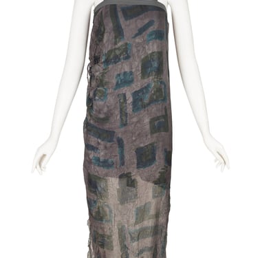 Romeo Gigli 2000 S/S Vintage Deconstructed Gray Gauze Sleeveless Dress Sz XS 