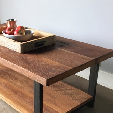 Coffee Table With Lower Shelf / Industrial Reclaimed Wood Coffee Table 