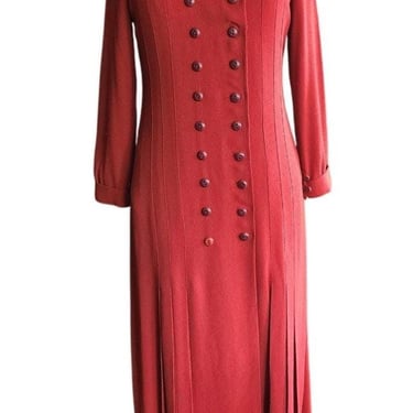 Vintage 70s RARE Chloe Dress Wool Crepe Button Down Front Karl Lagerfeld 