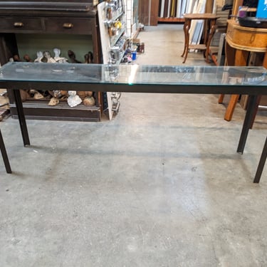 Modern Industrial Glass Top Console Table