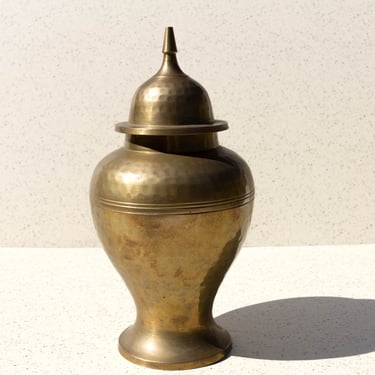 Vintage Brass Container, Vintage Decorative Hammered Solid Brass Ginger Jar Made in India 