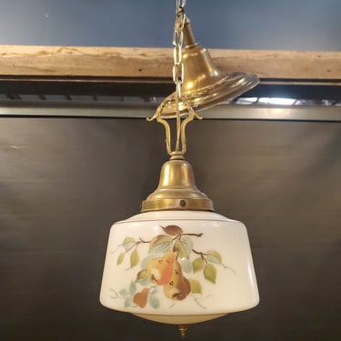Vintage Kitchen Pendant with Handpainted Pears