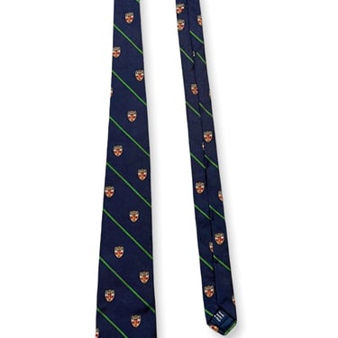 Vintage POLO RALPH LAUREN Necktie ~ Repp Stripe / Club / Embroidered Crest / Shield ~ Preppy ~ Ivy Style ~ Trad ~ Tie 