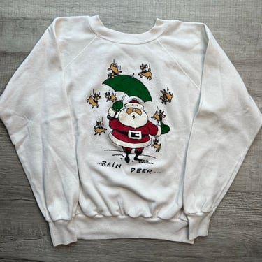 Vintage Santa Rain Deer Crewneck Sweatshirt