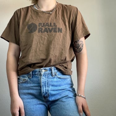 Fjallraven Mens Brown Logo Short Sleeve Cotton Tee Shirt Sz Large 