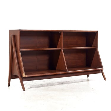 Kipp Stewart for Drexel Declaration Mid Century Walnut Bookcase - mcm 