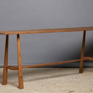 Teak Stretcher Base Natural Finish Console Table from Jakarta