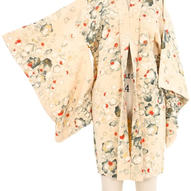 Beige Floral Watercolor Kimono