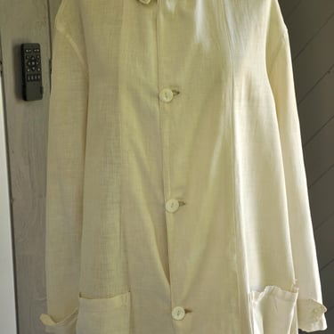 antique 1900s cream linen driving coat duster S-L 