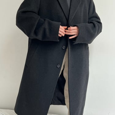 Vintage Deep Charcoal Long Wool Coat