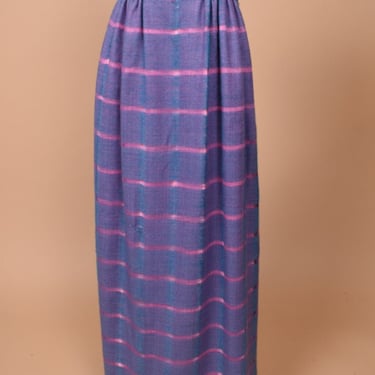 Lilac Plaid Cutouts Maxi Skirt, M