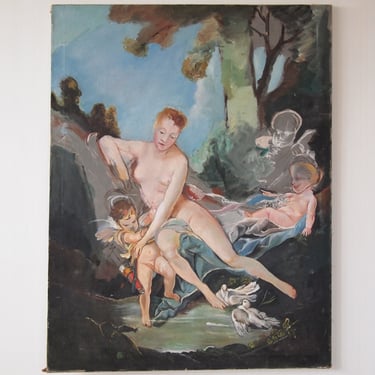 Vintage BATH OF VENUS Painting Study 44x34
