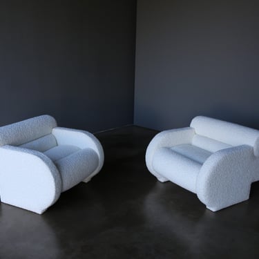 Vladimir Kagan Postmodern Roll-Back Lounge Chairs for Directional, USA, 1985