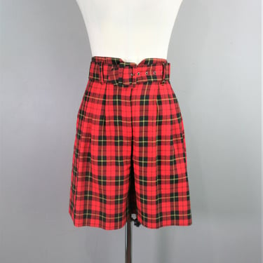 Plaid About You - Circa 1980-90's - High-waisted Shorts - Marked size 4 - by The Limited 