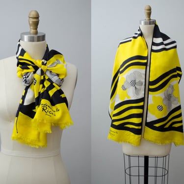 yellow silk scarf | Mademoiselle Ricci designer scarf | silk faille scarf 