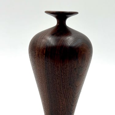 American Mid-Century Modern Petite Rosewood Turned Wood Vase by Carr