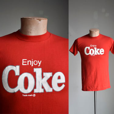 Vintage Enjoy Coke Tee / Vintage 1980s Coke Tshirt / ENJOY COKE Tshirt / Red Coca Cola Tshirt / Sneakers Tag 80s Coke Tee 