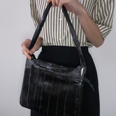 vintage black eel skin handbag 