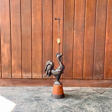 1950s Lamp Mid-Century Rooster Table Vintage Farmhouse Motif 