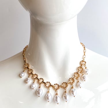 Baroque Pearl Drop Choker Necklace