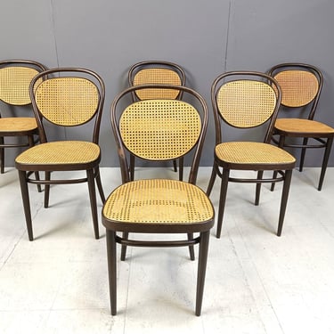 Vintage thonet dining chairs, 1982 - art nouveau dining chairs - vintage wooden dining chairs - rattan chairs 