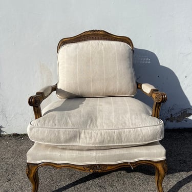 Antique French Bergere Chair Armchair Double Cane Vintage Wood Lounge Club Regency Shabby Chic Seating Decor Wood Neoclassical Boho 