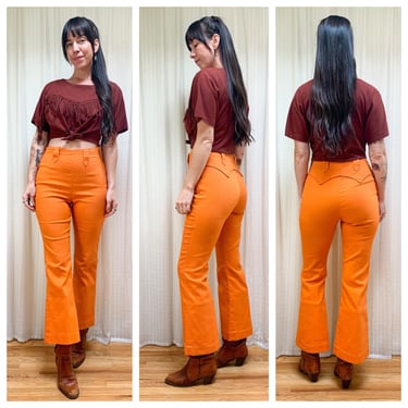 70s Levis orange stretch western pants 