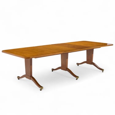 Edward Wormley for Dunbar Mid Century Mahogany Expanding Dining Table with 2 Leaves - mcm 