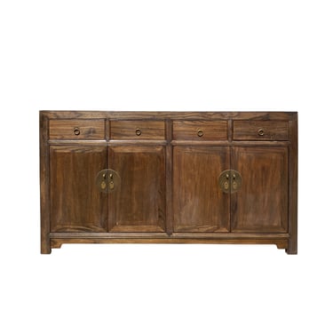 Oriental Medium Brown Stain Sideboard Buffet Table TV Console Cabinet cs7398E 