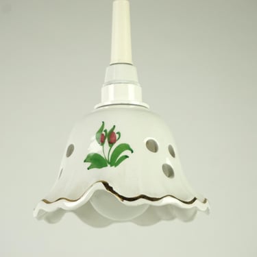 Small hanging lamp a with ceramic lampshade, Porcelain pendant lamp,Swedish design,vintage ceramic white lamp flower pattern,retro Lighting 