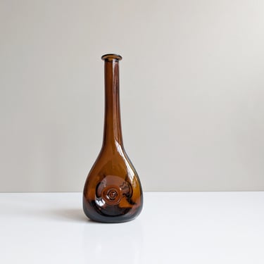 Vintage brown glass bottle, glass decanter, Spanish glass carafe 