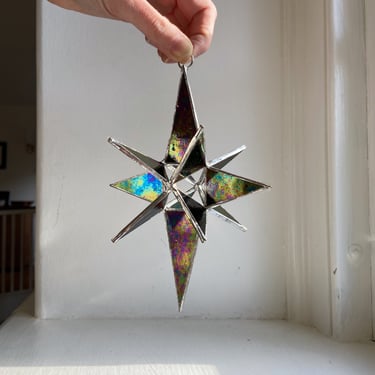 Evening Star Suncatcher Ornament - glass star suncatcher - stained glass - eco friendly 