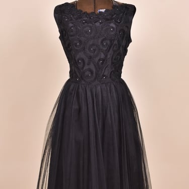1950’s Black Swirl Party Dress by Cirilo, XS