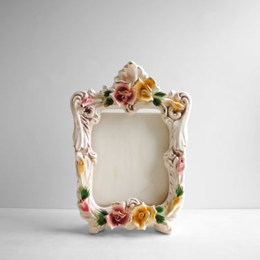 Vintage Capodimonte Italian Floral Porcelain Frame 