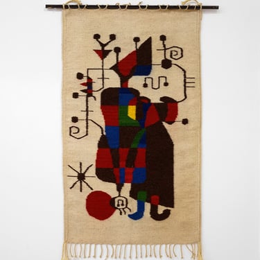 Joan Miro Inspired Mid-Century Tapestry Rug Weaving , Joan Miro tapestry, Miro tapestry, MCM tapestry, midcentury modern tapestry, Miro 