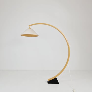 Rare Midcentury Swedish floor lamp arm beech with by Marksljöd Sweden, 1970s 