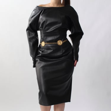 Vintage Buttery Leather Low Back Midi Dress
