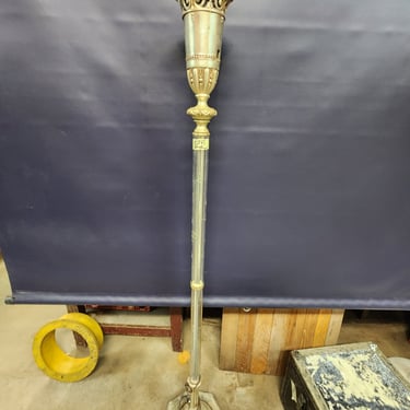 Vintage Lamp with Decorative Glass 60.5"H, 10.5" base