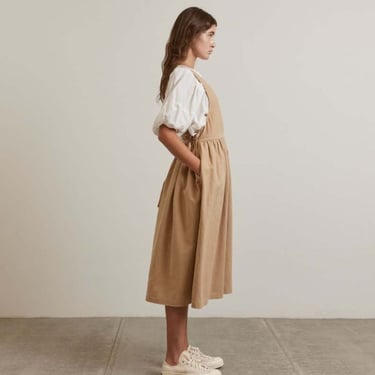 amente Back Tie Pinafore Midi Dress - Safari