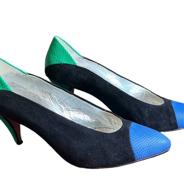 Autographed Andrea Pfister Color-Block Suede and Leather Pumps