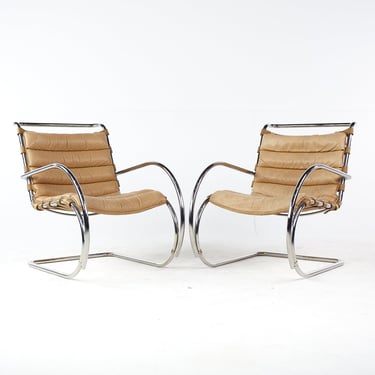 Mies Van Der Rohe for Knoll Mid Century Lounge Chairs - Pair - mcm 