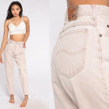 Tapered Lee Jeans 90s Faded Brown Mom Jeans Retro High Waisted Pastel Denim Pants Hipster High Waist Boho Hipster Vintage 1990s Small 27 