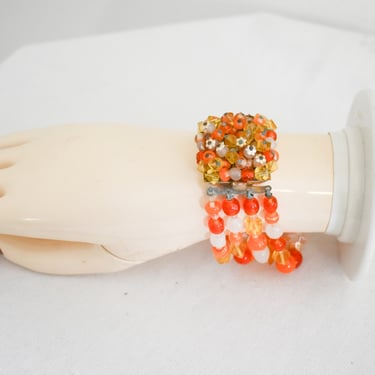 1950s/60s Orange and White Glass Bead Bracelet 