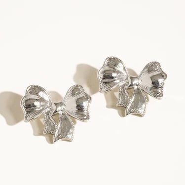 Glint Silver Glitter Bow Earring