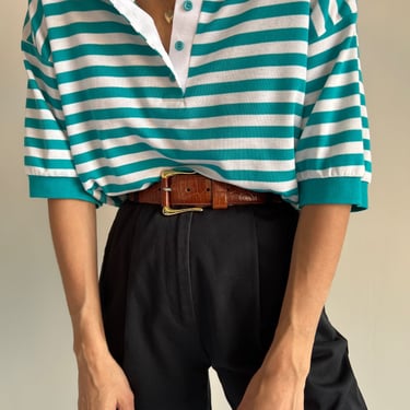 Vintage Turquoise Striped Polo
